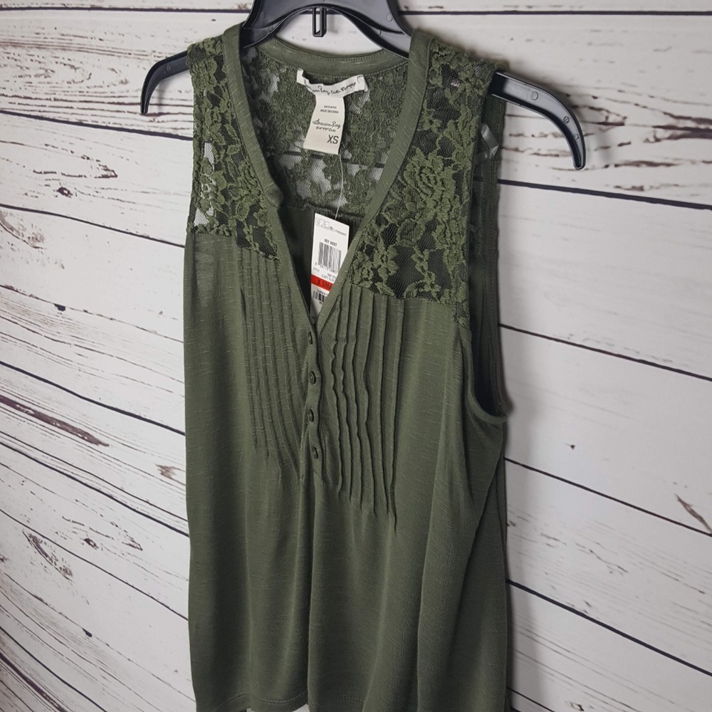 American Rag | Handkerchief Hem Lace Inset Tank - Picture 4 of 8